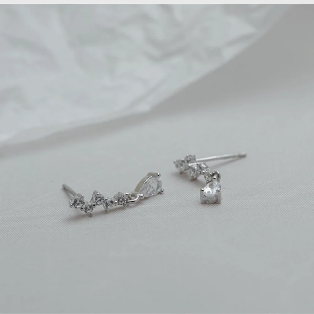 Zara 925 sterling silver dangle earrings with pear sharped CZ